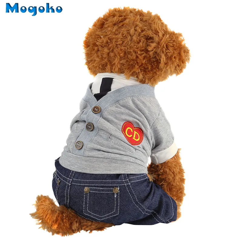 Mogoko 1 шт. собака щенок кошка одежда Экипировка Костюм Осенняя рубашка джинсы для