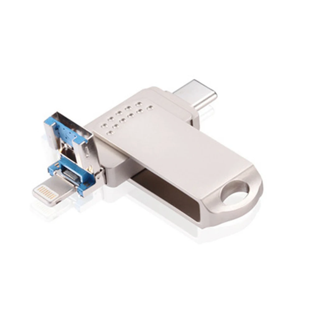 Silver - 16GB 3,0 USB карта памяти флэш-накопитель 32 Гб 64 Гб 128 ГБ 256 Гб Внешняя память 3 в 1 для iPhone iPad iOS MacBook PC и type-C(Silve - Цвет: Silver - 16GB