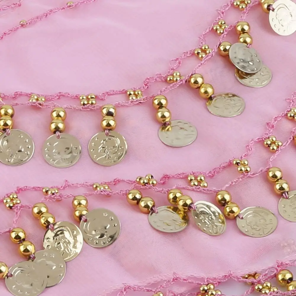 Новинка 3 ряда 128 золотых монет костюм для танца живота хип шарф юбка пояс цепочка