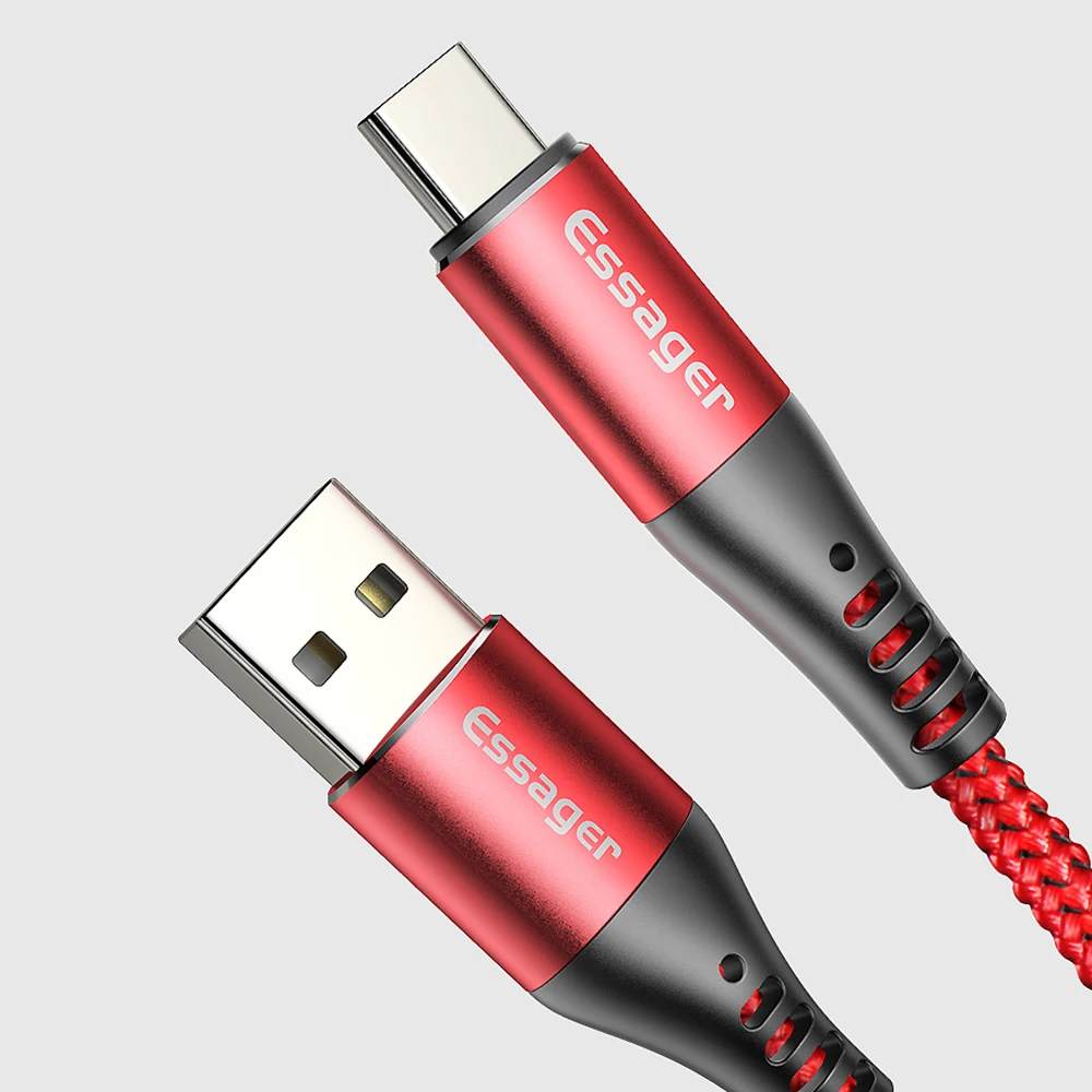 Essager 5A usb type-C кабель SCP Supercharge для huawei Mate20 Pro P20 Quick Charge 4,0 3,0 USB C кабель Android зарядное устройство Шнур для передачи данных - Цвет: Красный