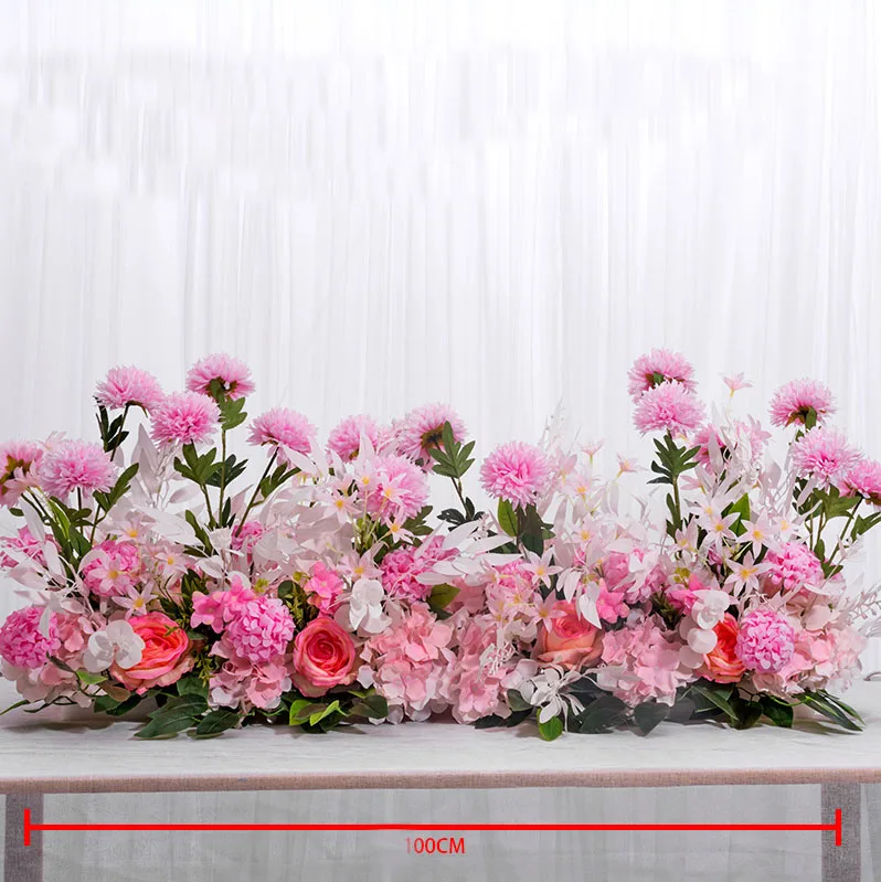 Deep pink 100cm 50/100 см Европейский искусственный ряд цветов вечерние свадебная АРКА фон Настенный декор расположение de fleurs de mariage Роза пионы помпон - Цвет: Deep pink 100cm