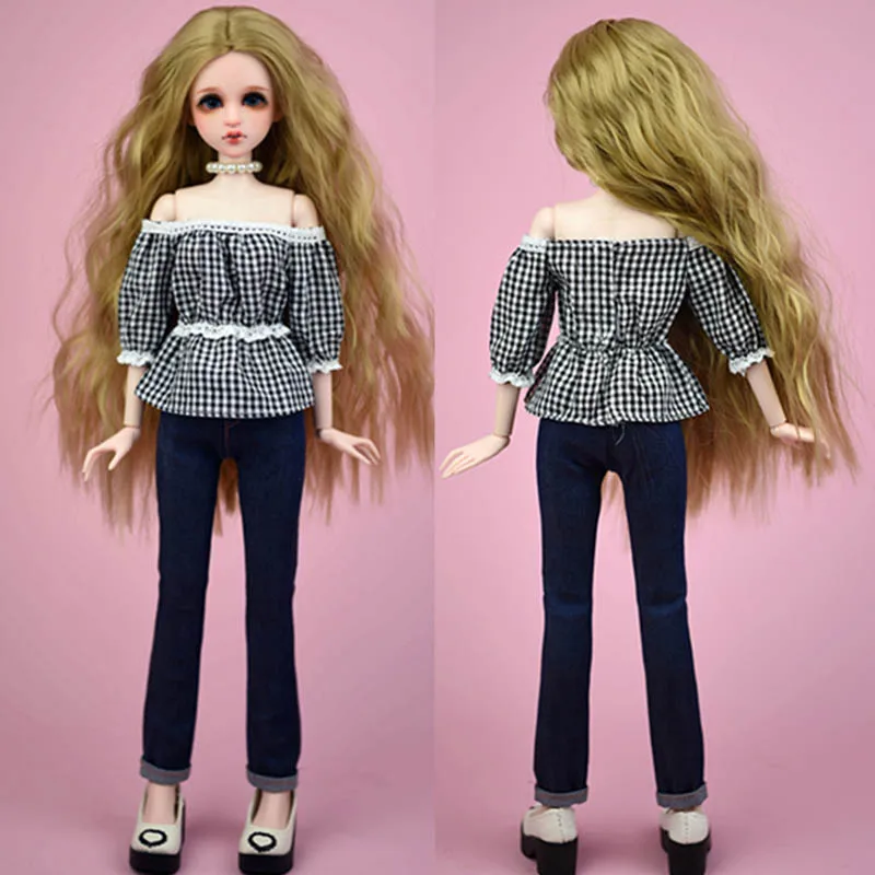 Белые черные клетчатые рубашки модная одежда для 1/4 BJD кукла повседневная 40 50 см
