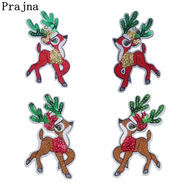 Prajna искусственные вышитые нашивки с оленем для одежды патчи блестками