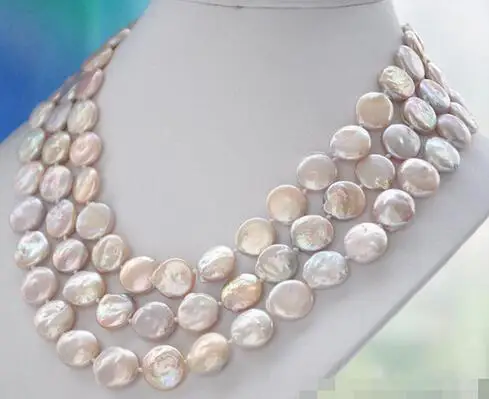 

Free shipping >>> @@> n1969 3row 14mm Lavender Freshwater Coins Pearl Necklace