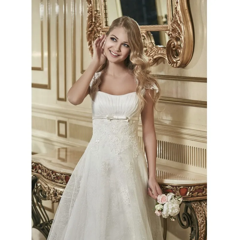 Vestidos De Novia 2016 Romantic Lace Wedding Dresses with Cap Sleevs and up Back Ivory Vintage Bridal | Свадьбы и торжества