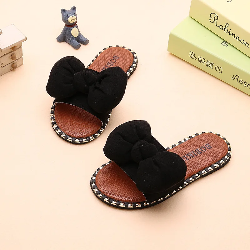 Summer New Girls Sandals Big Kids Slides Bow-knot Soft Sweet Princess Children's Beach Slippers Chic Fashion Candy Colors 26-39 |