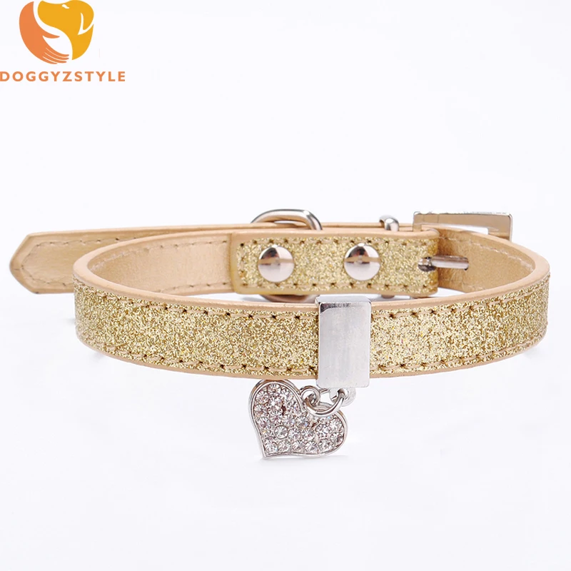 Шикарный кристалл кулон PU кожаный для собак ошейник щенка маленькая собака кошка