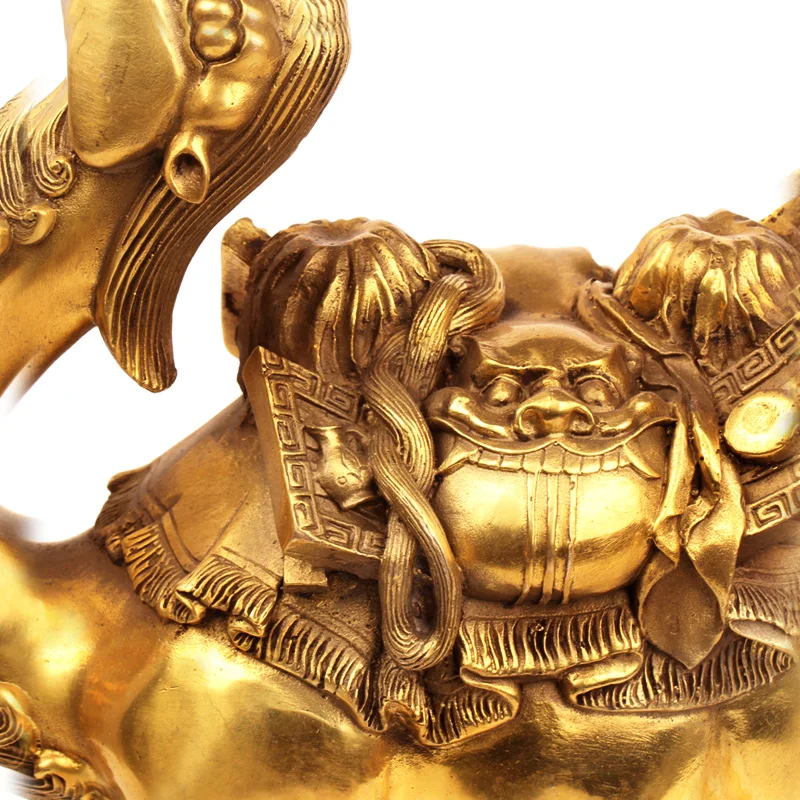 Feng Shui украшения дома чистый китайский латунный Медь Статуэтка медный верблюд