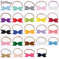 nishine new nylon headband baby girls elastic hairband felt hair bows infant toddler solid kids head band hair accessories
