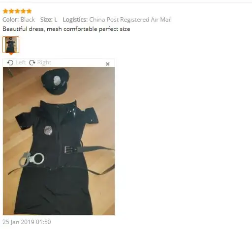 Прямая поставка сексуальный костюм черного полицейского офицера женская
