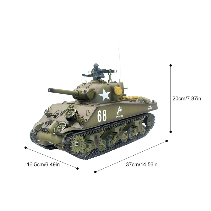 Игрушечный танк US Main Mattle модель танка 1:16 2 4G имитация звука башня вращение дыма