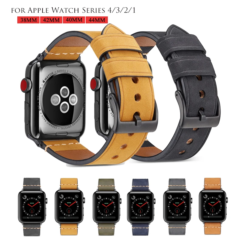 Кожаный ремешок для Apple watch band 4 44 мм 40 Pin ремешки с пряжками Iwatch series 3 2 1 42 38 браслет
