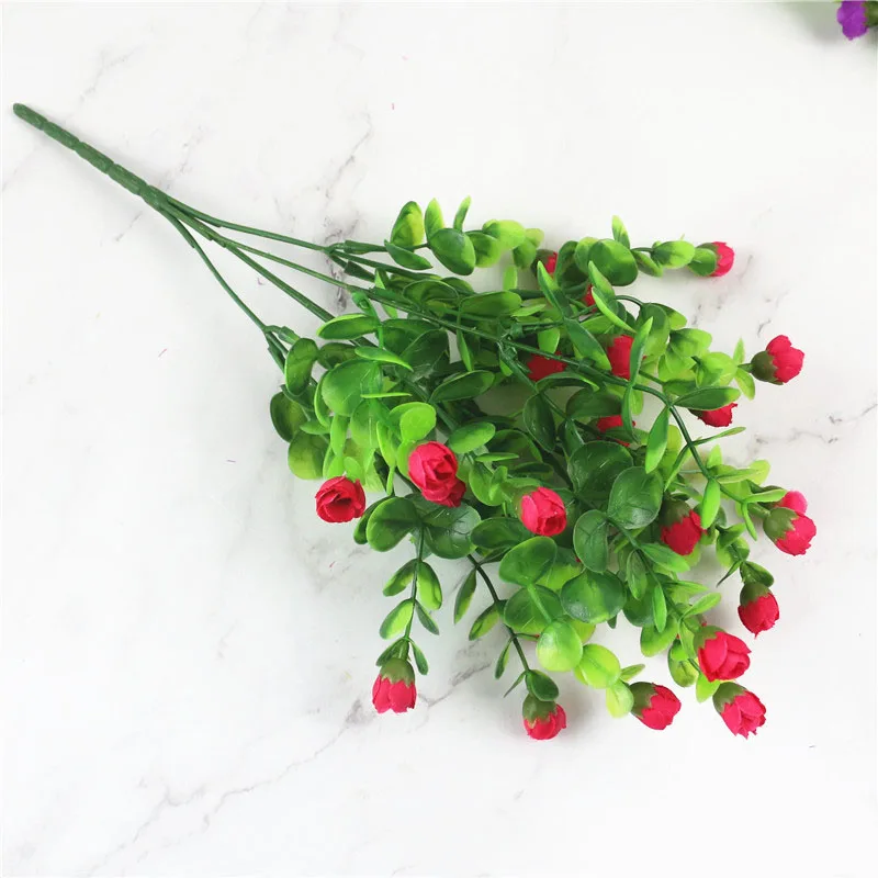 Pink Мини Искусственный цветок розы 25 головок шелковые цветы с яркие искусственные листья Флорес Искусственные цветы украшения дома Вечерние - Цвет: Pink