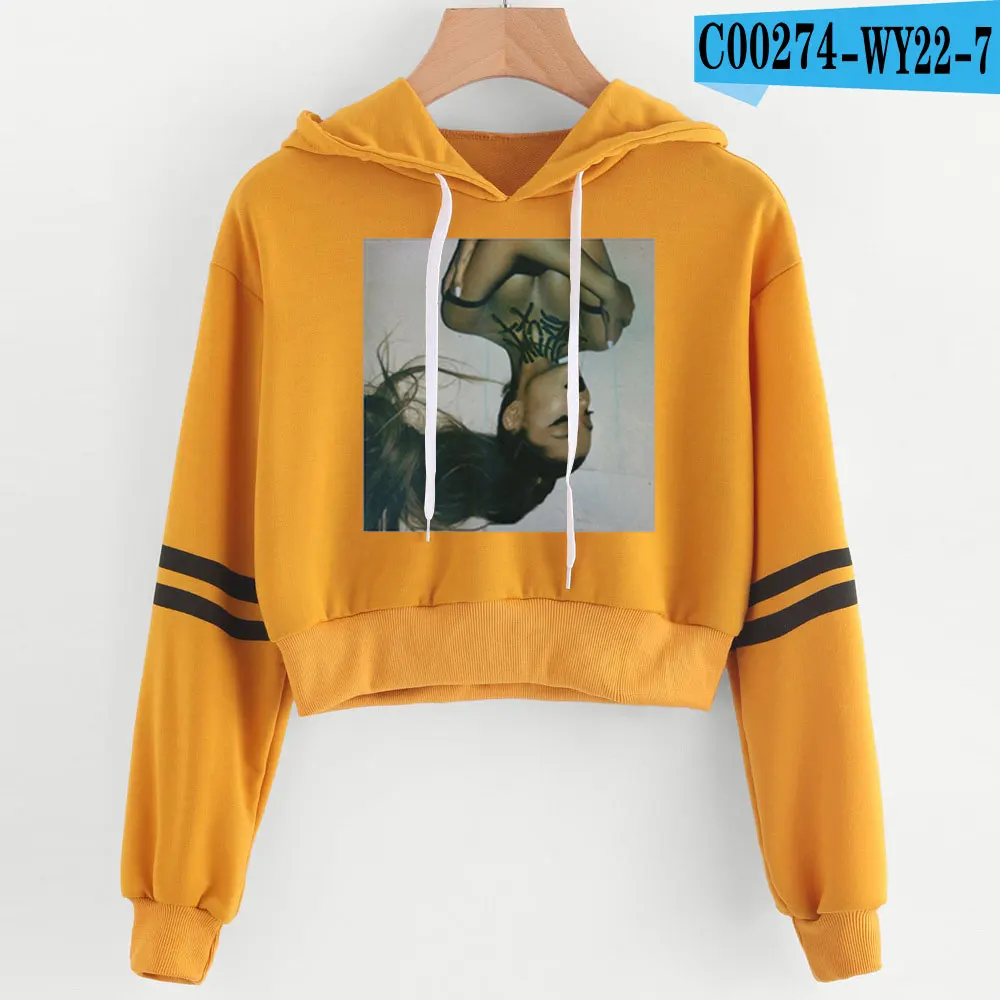 Yellow Ariana Grande, женские толстовки с пупком, толстовка, крутая мода, Kpop, сексуальные, милые,, Новое поступление, Harajuku, повседневные толстовки, Толстовка - Цвет: Yellow