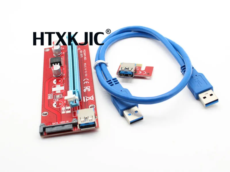 10 шт. красная райзер-карта VER007S PCI Express 1x до 16x PCI-E удлинитель USB3.0 кабель 15pin SATA Power для майнинга Bitcion