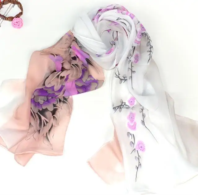 Женские шарфы с солнцезащитным козырьком длинные шифоновые цветочным принтом