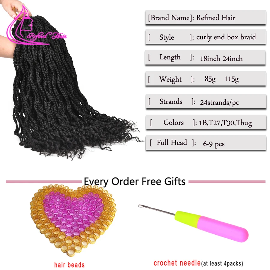 Изысканный Hair18 24 дюймов коробка Вязание косичками волосы из канекалона