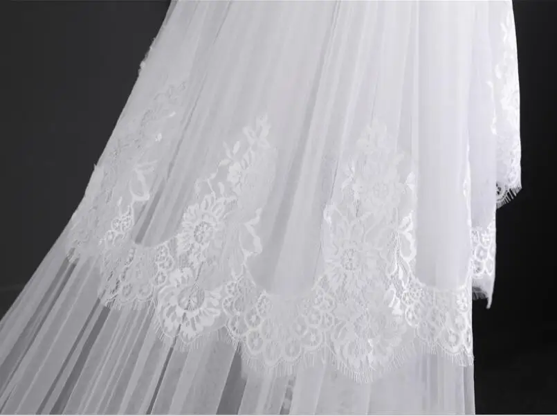 Real Photos Two Layers Bridal Veil 3.5 Meters Long Lace Woodland Wedding with Comb Voile De Mariee Veu Noiva | Свадьбы и торжества