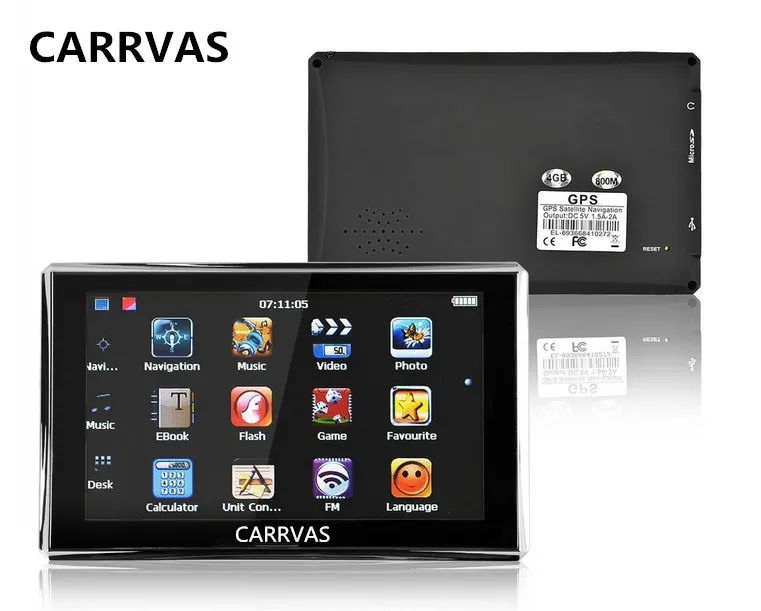 CARRVAS 5 дюймов 800 МГц CPU Автомобильный Gps навигатор Sat Nav 4 Гб с новыми картами для