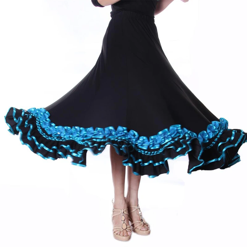 

Женская юбка для танцев, профессиональная винтажная юбка для танго, вальса, фламенко, испанской бальной комнаты, N4032