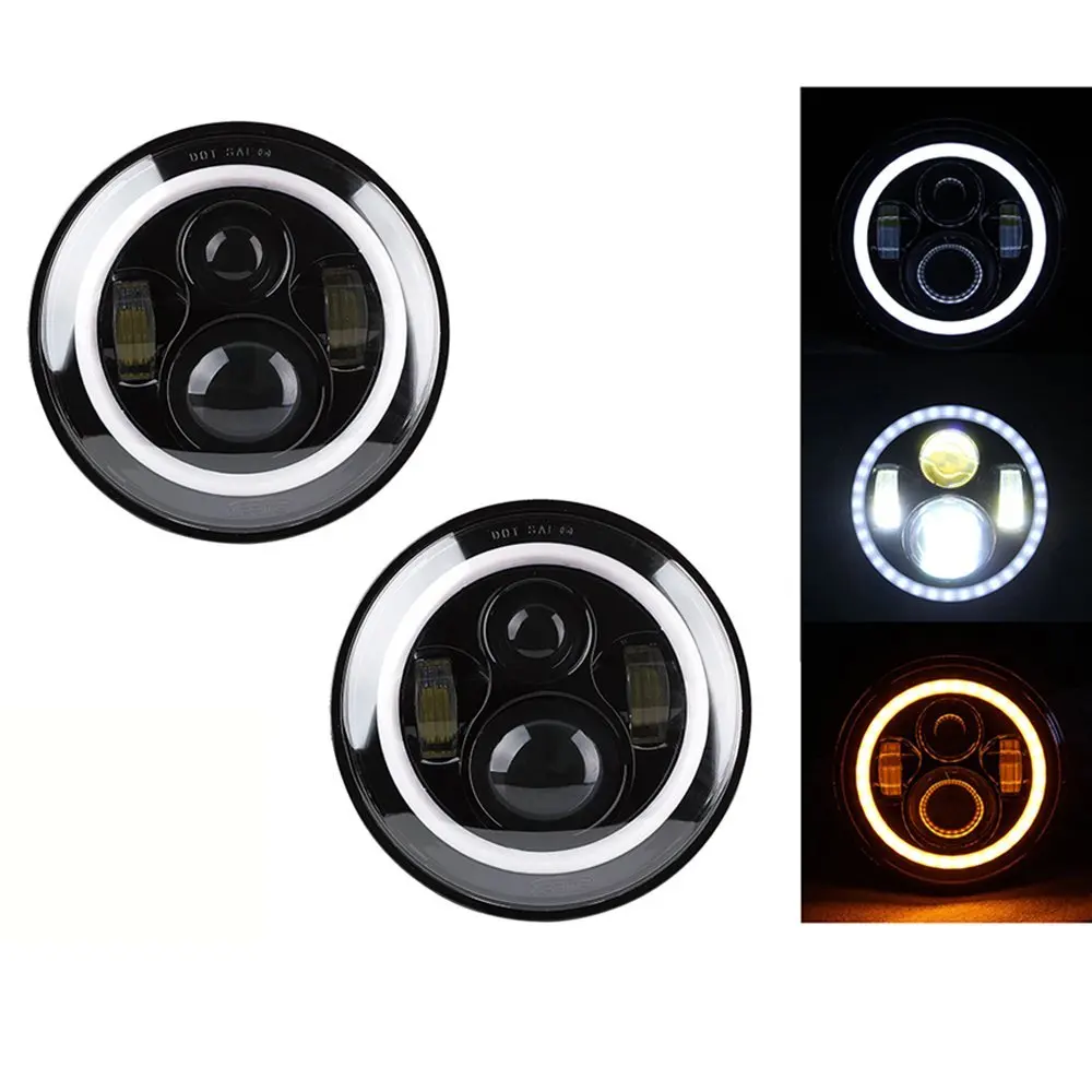 2 шт. " светодиодный H4 фара белый Drl сигнал поворота halo для Jeep Wrangler JK TJ LJ для Land Rover Defender Lada 4x4 urban Niva