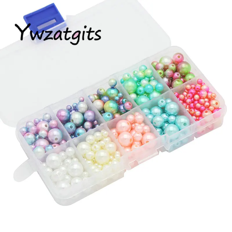ywzatgits 540pcs/lot 4/6/8/10mm Colorful Imitation Pearl Beads With Holes Loose for DIY Handmade Accessories 005008080 | Дом и сад
