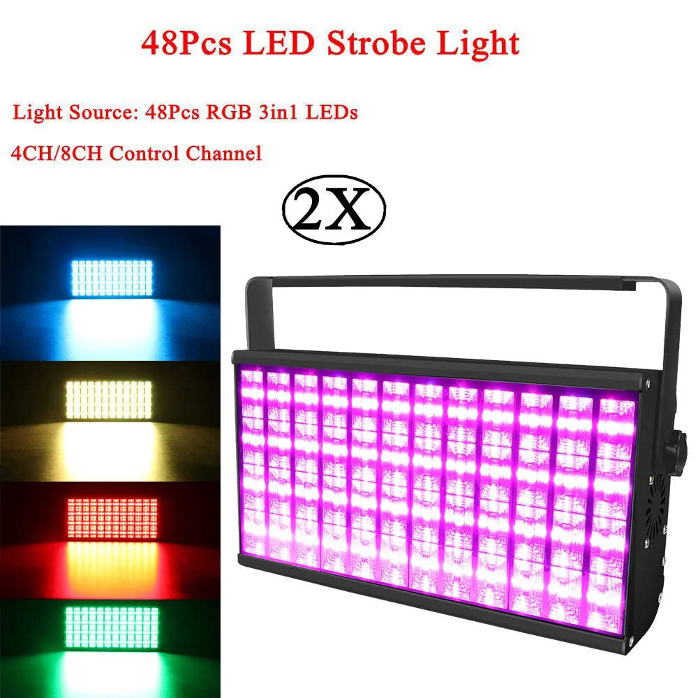 

2Pcs/Lot 48Pcs LED RGB 3IN1 Strobe Light For DJ Disco Party Flash Light For Stage Club Light RGB Color Mixing Blinder Effect