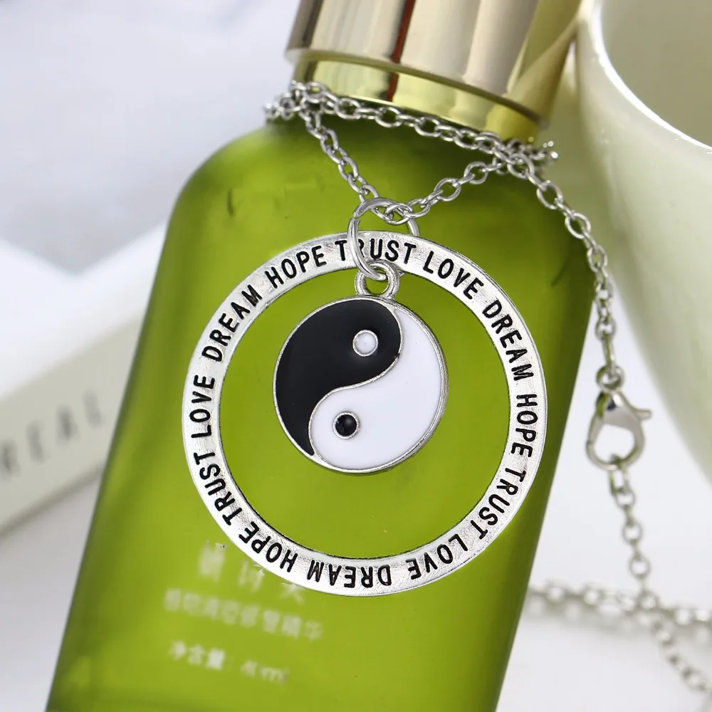 24 шт./лот винтажное ожерелье с подвеской Tai Chi Yin Yang очаровательные украшения Love Hope