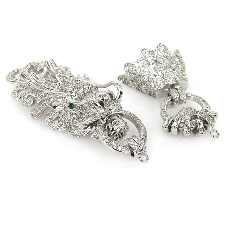 Застежка в виде головы дракона с микро-белым фианитом | Украшения и аксессуары
