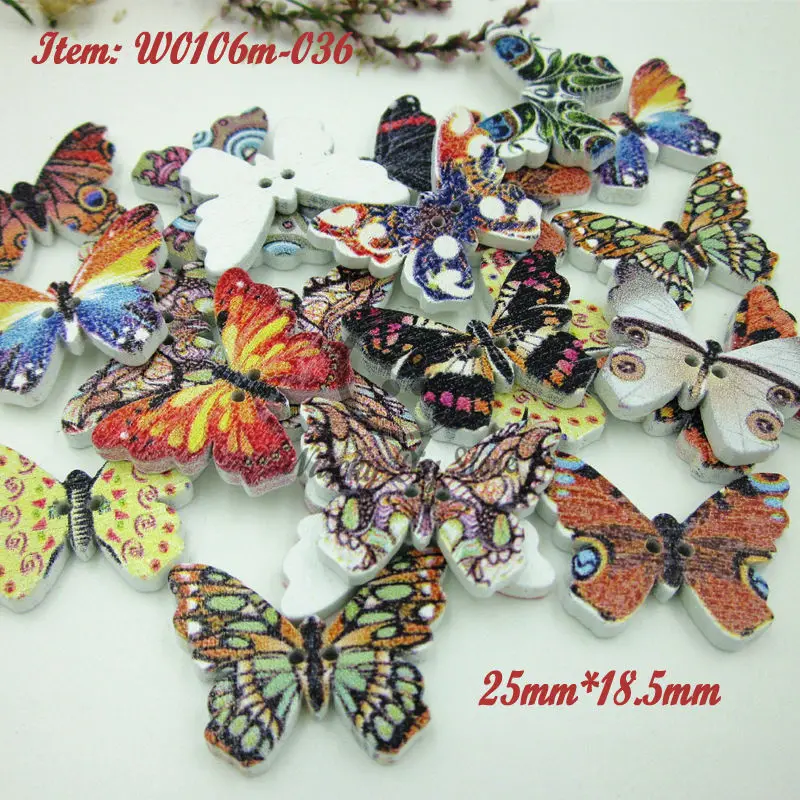Деревянные пуговицы с изображением животных 144 шт цветные бабочки деревянные для