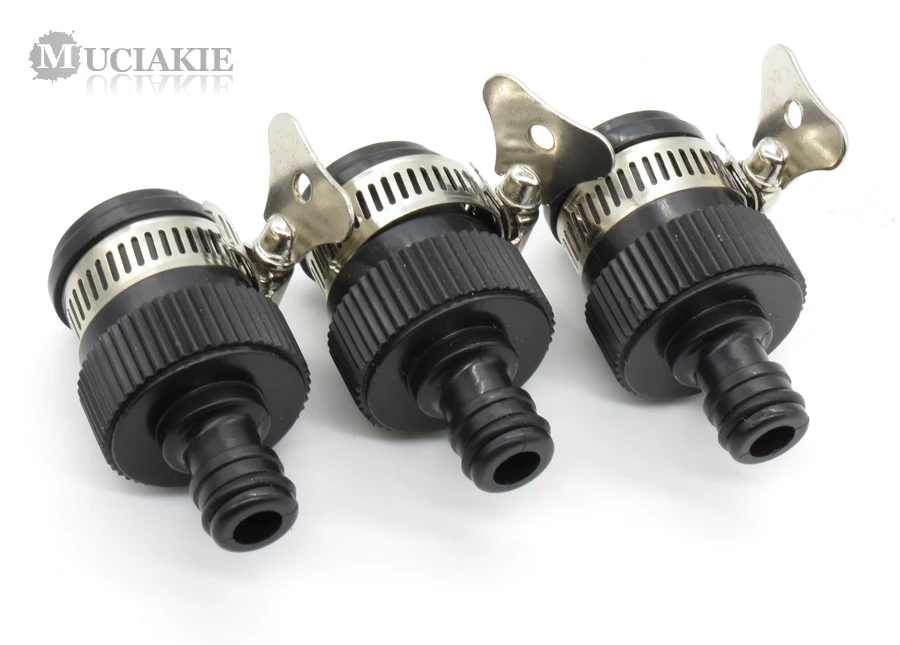 MUCIAKIE 1PC 16mm Rubber Universal Faucet Water Connecter to 16mm Nipple Quick Connector with Adjustable Stainless Steel Ring
