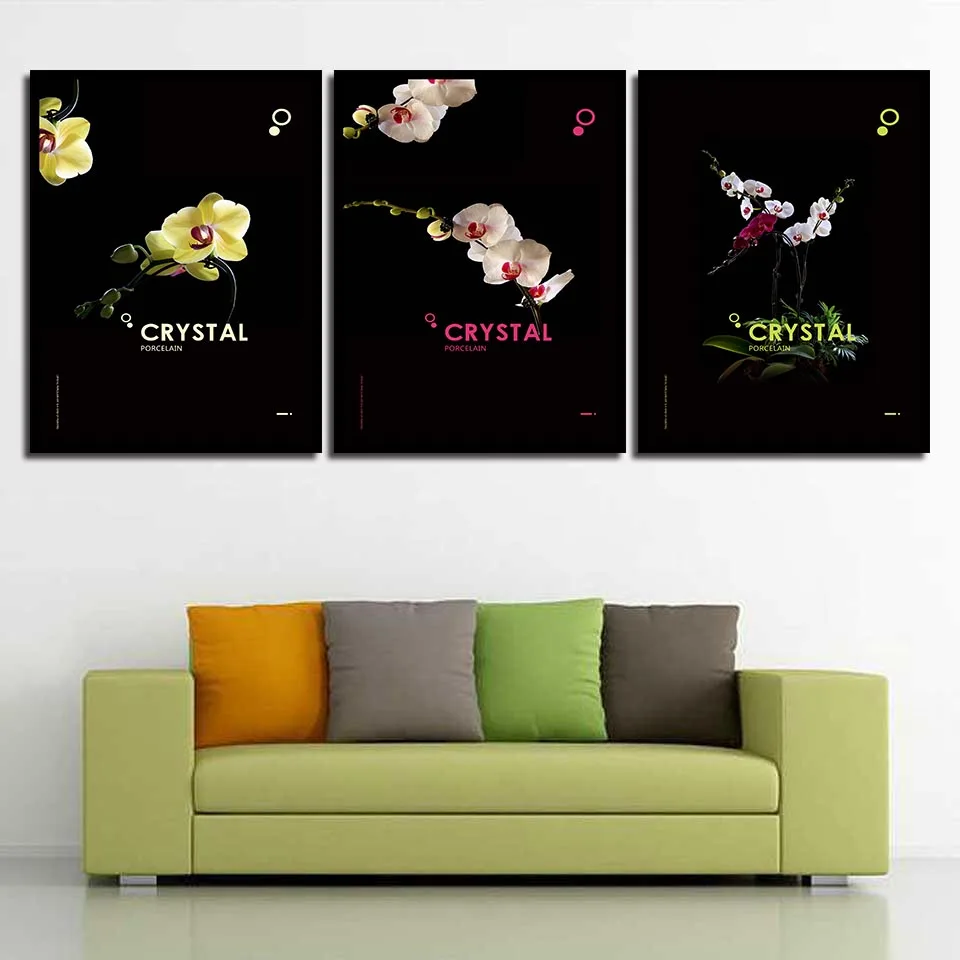 Wall Art Oil paint flowers Poster Nordic Print Painting Decoration Picture Living Room Decor black | Дом и сад