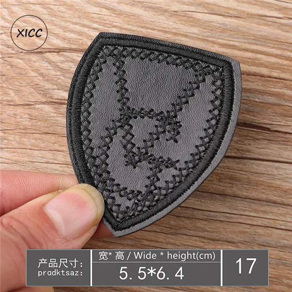 1pc 1-9 Черные нашивки из искусственной кожи с вышивкой, нашивки с изображением звезд, полосатые наклейки с вышивкой для одежды, обуви, брюк, сумок, значков с аппликацией - Цвет: 1pc 1-9