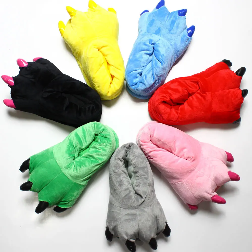 

2019 Funny Animal Paw Winter Men Women Slippers Female giraffe Claw Children Slippers Cute Plush Slippers Soft Home Indoor Shoes