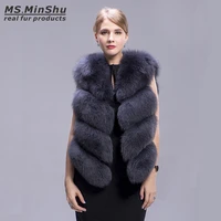 ms minshu 100 real fox fur outwear female thick fox fur sleeveless vest natural fox fur vest winter gilet women