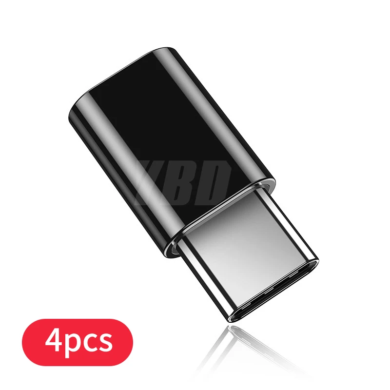 4pcs Black YBD type-c штекер Micro USB Женский адаптер OTG Micro USB-type C зарядное устройство переходник конвертер Micro USB к USB c адаптер - Цвет: 4pcs Black