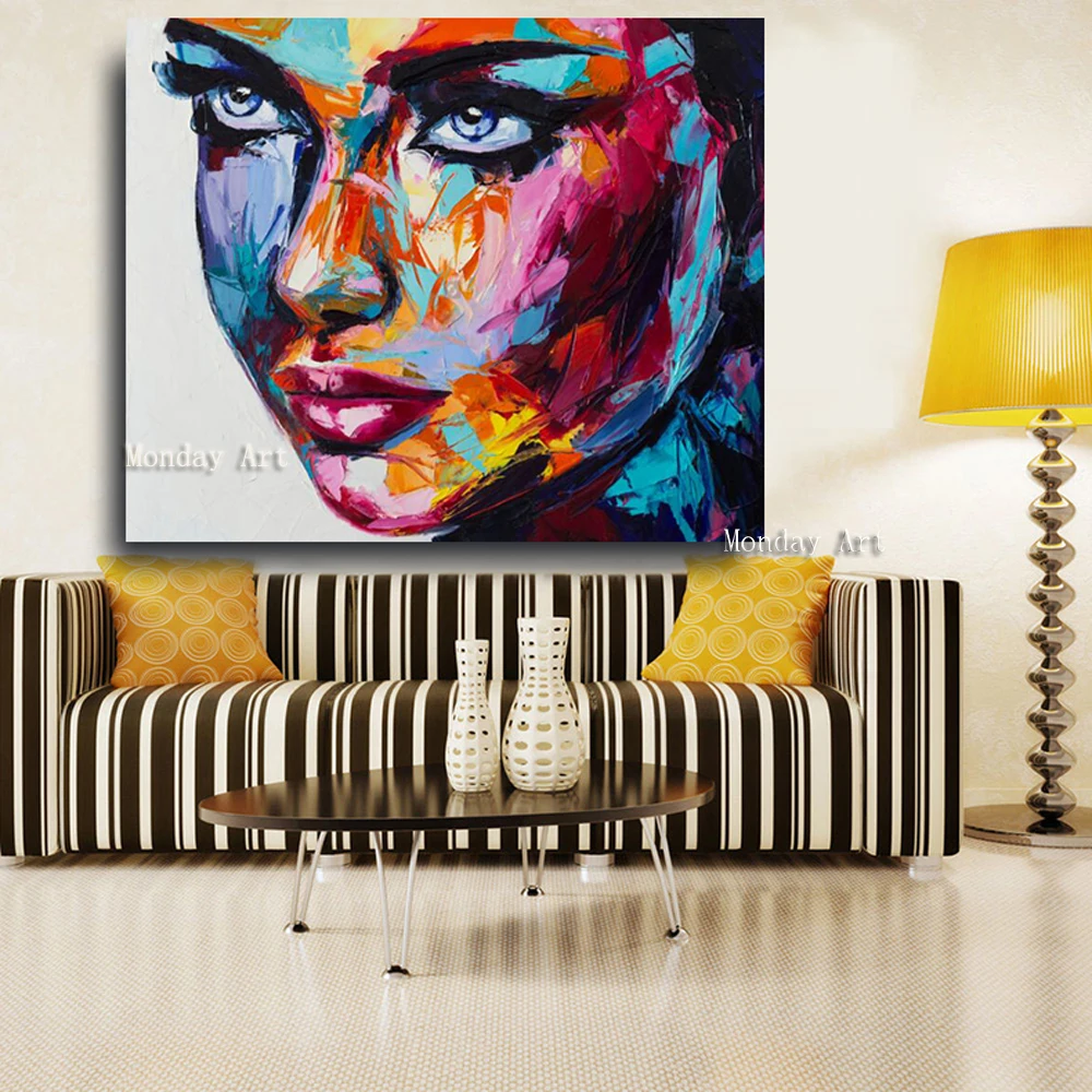 

Large Size artwork Fantasy Woman Face oil painting handmade Canvas figure Oil Paintings Modern Wall Art Posters For living room