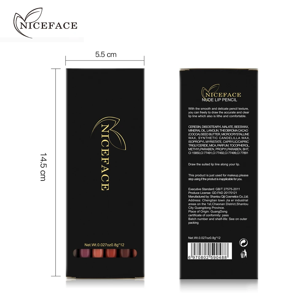 Niceface Pro 12 шт./компл. цвета водонепроницаемый карандаш для губ длинный-стойкий