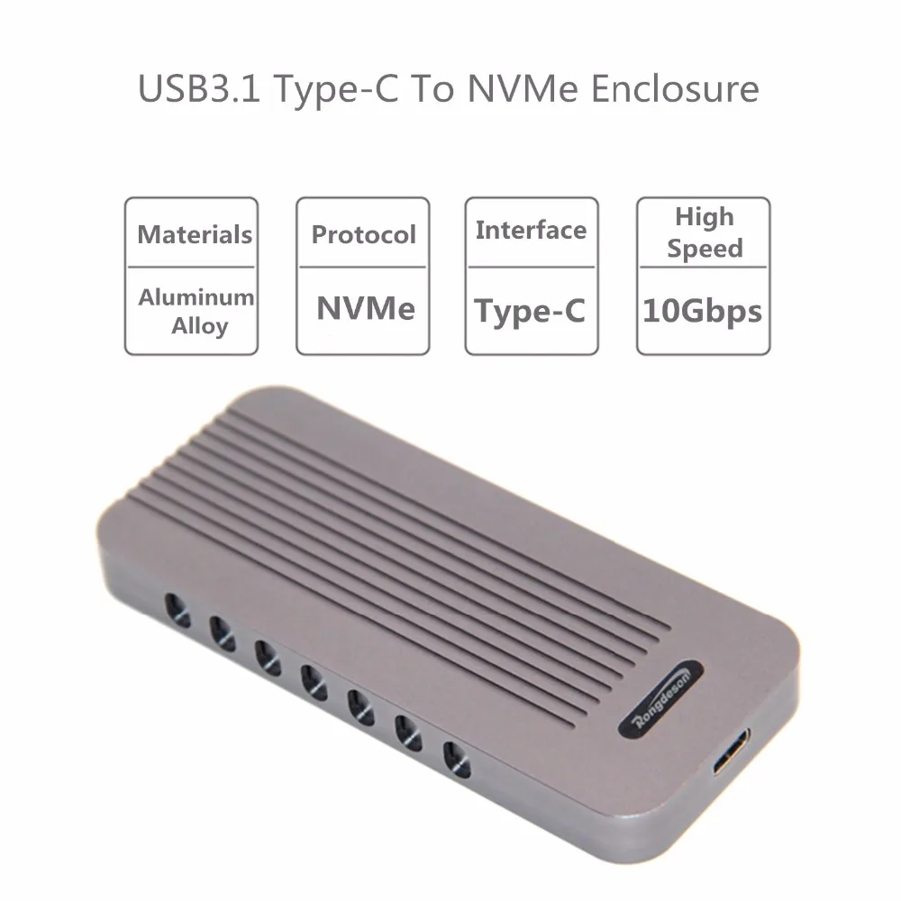 SP Metal External M.2 to 10Gbps USB 3.1 Type C NVMe PCIe 3.0 SSD Enclosure Case M Key NGFF USB3.1 HDD Box C to C Cable Adapter