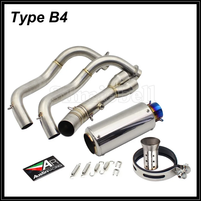 Type B4 Для Yamaha MT07 mt-07 FZ07 FZ-07 Tracer XSR700 Moto Escape Pipe Slip-on мотоциклетная выхлопная труба akrapovic глушитель с соединительной трубой - Цвет: Type B4