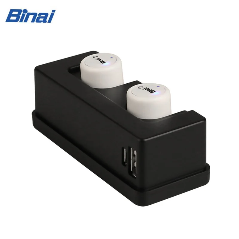 Binai V1T мини Беспроводной bluetooth наушники спортивные с Мощность банка в ухо