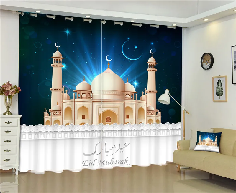 Mosque в сумерках 3D Вселенная галактики затемненные шторы для гостиной постельные принадлежности комнаты декоративный гобелен настенные ковры шторы Cotinas