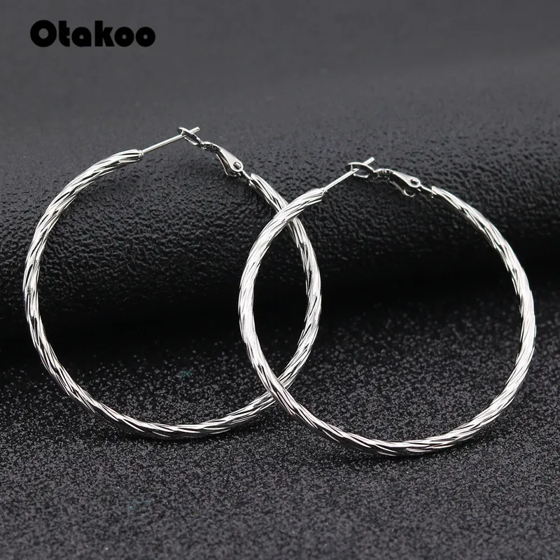 Женские серьги кольца Otakoo из нержавеющей стали модные золотого цвета круглые и