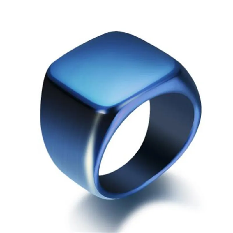 

Personality Geometric Smooth Titanium Stainless Steel Men's Ring Hip Hop Jewelry Dropshipping Gold Silver Black Blue