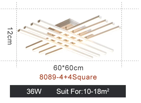 60x60x12cm 36w Акриловые современные светодиодные потолочные лампы для гостиной спальни светодиодный светильник большие потолочные светильники AC85-260V - Цвет корпуса: 60x60x12cm 36w