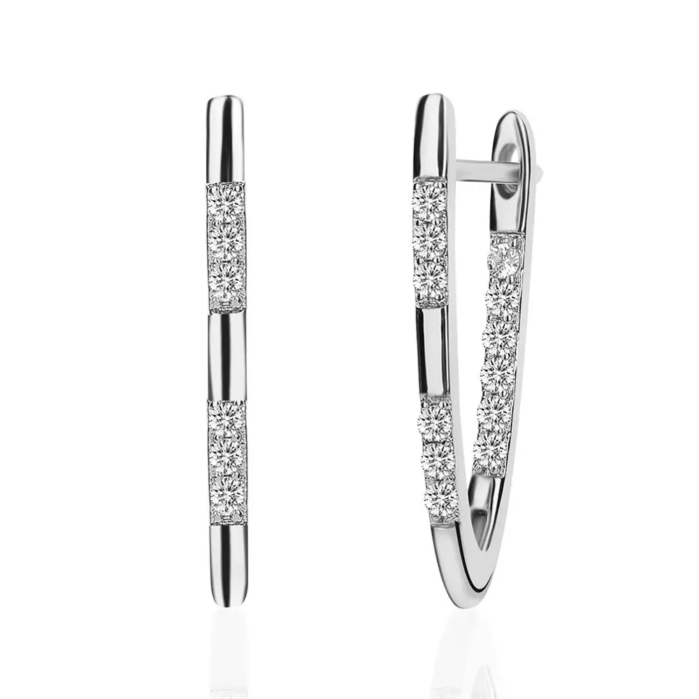 silver B HanCheng Новая мода Горячая роскошь V Форма Золотой/посеребренные серьги с цирконием кубической огранки для женщин ювелирные изделия для девочек brincos bijoux - Окраска металла: silver B