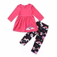 newest children girls suits rose dress pink topsrainbow unicorn pants clothing sets baby outfits suits 2 6yrs