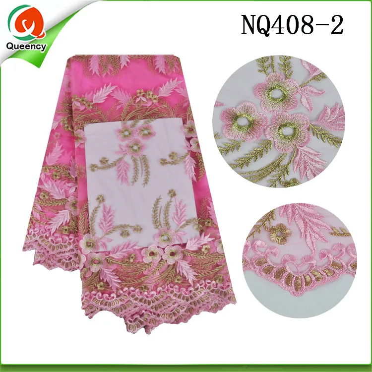 5 yards NQ408 New cotton French Lace Fabric Embroidered Tulle African Net with Embroidery for Wedding | Дом и сад