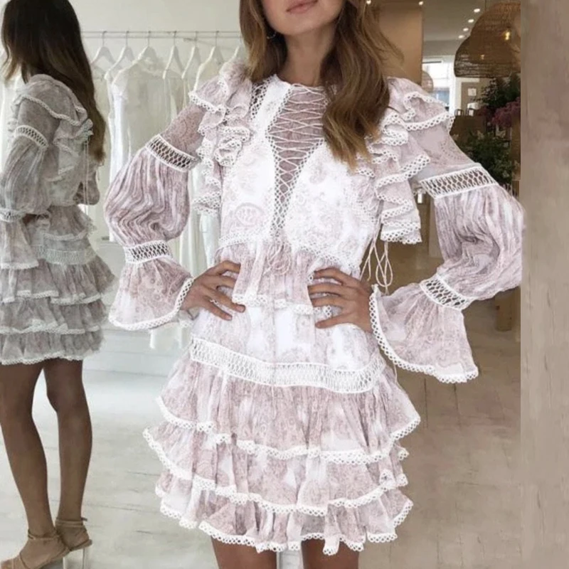 INDRESSME женское сексуальное кружевное мини-платье А-силуэта с круглым вырезом и