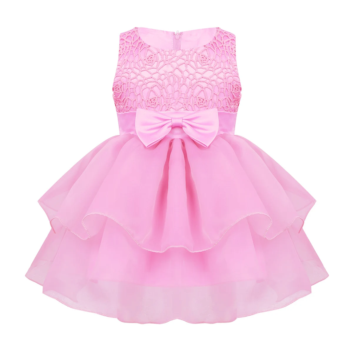 Pink Iiniim Infantil/Одежда для маленьких девочек; кружевное платье с бантом и вышивкой для девочек; платье принцессы для рождественской вечеринки, свадьбы, дня рождения - Цвет: Pink